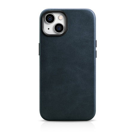 Pouzdro iCarer Oil Wax Premium iPhone 14 Plus – tmavě modrá