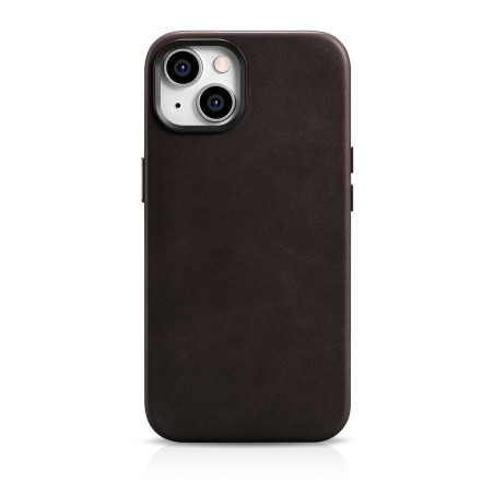 iCarer Oil Wax Premium Leather pro iPhone 14 Plus – hnědá