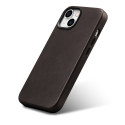 iCarer Oil Wax Premium Leather pro iPhone 14 Plus – hnědá