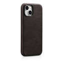 iCarer Oil Wax Premium Leather pro iPhone 14 Plus – hnědá