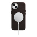 iCarer Oil Wax Premium Leather pro iPhone 14 Plus – hnědá