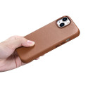 iCarer kožené pouzdro s MagSafe pro iPhone 14 - hnědá