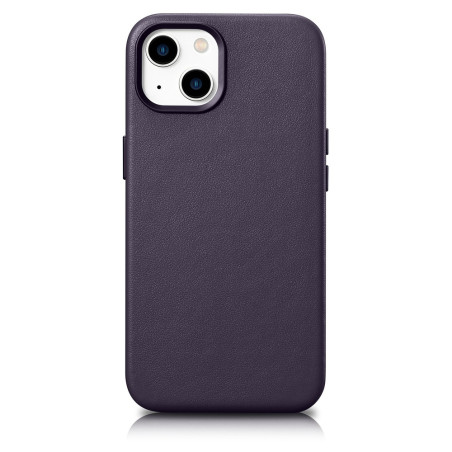 iCarer kožené pouzdro pro iPhone 14 - tmavě fialová