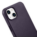 iCarer kožené pouzdro pro iPhone 14 - tmavě fialová