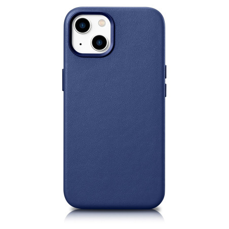 iCarer Case Leather MagSafe pro iPhone 14 – modrá