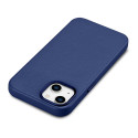 iCarer Case Leather MagSafe pro iPhone 14 – modrá