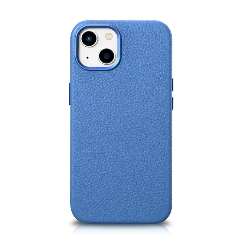 Pouzdro iCarer LITCHI PREMIUM LEATHER pro iPhone 14 Plus - světle modrá