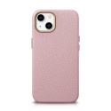 iCarer Litchi Premium Leather pro iPhone 14 Plus růžové