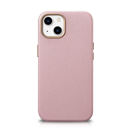 iCarer Litchi Premium Leather pro iPhone 14 Plus růžové