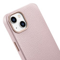iCarer Litchi Premium Leather pro iPhone 14 Plus růžové