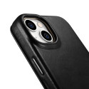 iCarer CE Oil Wax kožené pouzdro MagSafe pro iPhone 14 Plus – čer