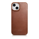 iCarer CE Oil Wax Leather Folio iPhone 14 Plus - hnědá