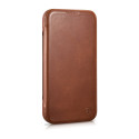 iCarer CE Oil Wax Leather Folio iPhone 14 Plus - hnědá