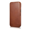 iCarer CE Oil Wax Leather Folio iPhone 14 Plus - hnědá