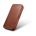 iCarer CE Oil Wax Leather Folio iPhone 14 Plus - hnědá