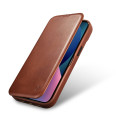 iCarer CE Oil Wax Leather Folio iPhone 14 Plus - hnědá