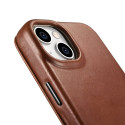 iCarer CE Oil Wax Leather Folio iPhone 14 Plus - hnědá