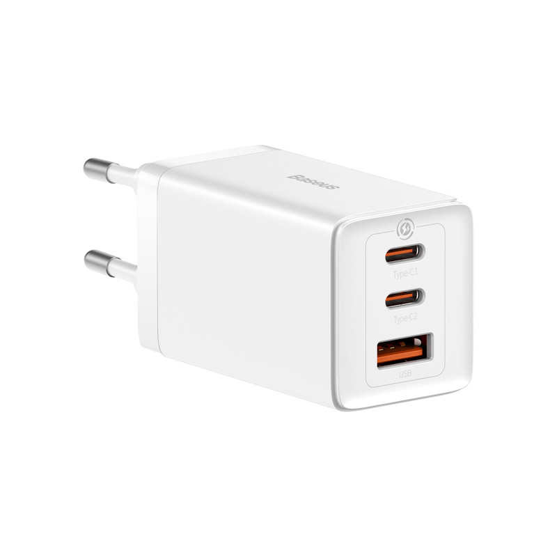 GaN 2xUSB C 1xUSB 65W Baseus GaN5 Pro rychlá nabíječka + USB C - USB C 100W kabel - bílý