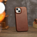 iCarer CE Oil Wax Leather Folio iPhone 14 Plus - hnědá