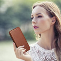 iCarer CE Oil Wax Leather Folio iPhone 14 Plus - hnědá