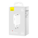GaN 2xUSB C 1xUSB 65W Baseus GaN5 Pro rychlá nabíječka + USB C - USB C 100W kabel - bílý