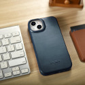 Pouzdro iCarer CE Oil Wax Leather pro iPhone 14 Plus - blue