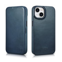 Pouzdro iCarer CE Oil Wax Leather pro iPhone 14 Plus - blue