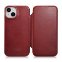 Pouzdro iCarer CE Oil Wax Leather pro iPhone 14 Plus - červené
