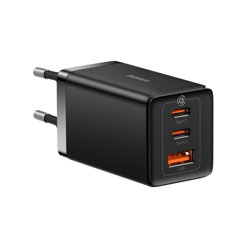 GaN 2xUSB C 1xUSB 65W Baseus GaN5 Pro rychlá nabíječka + USB C - USB C 100W kabel - černý