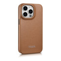 iCarer CE Premium Leather Folio pro iPhone 14 Pro - hnědá