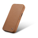 iCarer CE Premium Leather Folio pro iPhone 14 Pro - hnědá