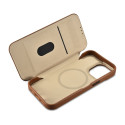 iCarer CE Premium Leather Folio pro iPhone 14 Pro - hnědá