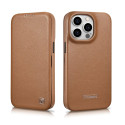 iCarer CE Premium Leather Folio pro iPhone 14 Pro - hnědá