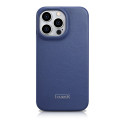 iCarer CE Premium Leather pro iPhone 14 Pro - modrá (MagSafe)