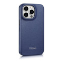 iCarer CE Premium Leather pro iPhone 14 Pro - modrá (MagSafe)