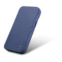 iCarer CE Premium Leather pro iPhone 14 Pro - modrá (MagSafe)