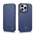 iCarer CE Premium Leather pro iPhone 14 Pro - modrá (MagSafe)