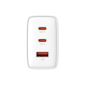 GaN Baseus Cube Pro 65W 2x USB-C USB-A nabíječka - bílá