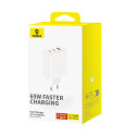 GaN Baseus Cube Pro 65W 2x USB-C USB-A nabíječka - bílá