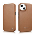 Pouzdro iCarer CE Leather Folio Case pro iPhone 14 Plus - hnědá