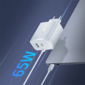 GaN Baseus Cube Pro 65W 2x USB-C USB-A nabíječka - bílá