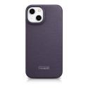 iCarer CE Premium Leather Folio Case iPhone 14 Plus - tmavě fialová