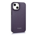 iCarer CE Premium Leather Folio Case iPhone 14 Plus - tmavě fialová