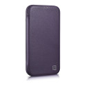 iCarer CE Premium Leather Folio Case iPhone 14 Plus - tmavě fialová