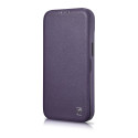 iCarer CE Premium Leather Folio Case iPhone 14 Plus - tmavě fialová