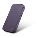 iCarer CE Premium Leather Folio Case iPhone 14 Plus - tmavě fialová