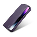 iCarer CE Premium Leather Folio Case iPhone 14 Plus - tmavě fialová