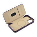 iCarer CE Premium Leather Folio Case iPhone 14 Plus - tmavě fialová