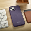 iCarer CE Premium Leather Folio Case iPhone 14 Plus - tmavě fialová