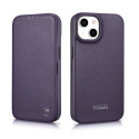 iCarer CE Premium Leather Folio Case iPhone 14 Plus - tmavě fialová